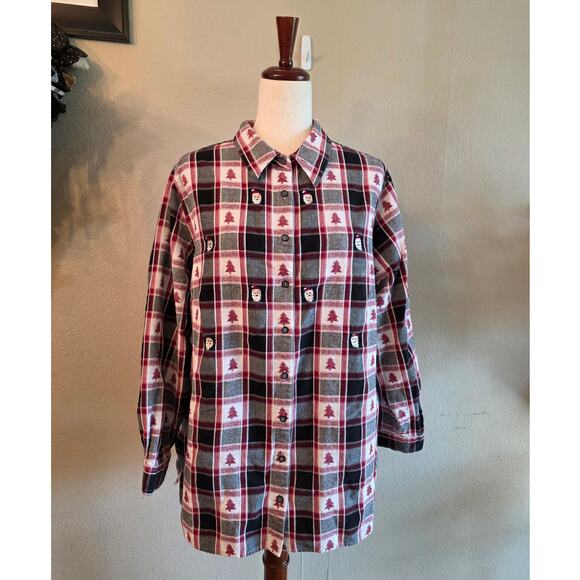 Liz & Me Women's Christmas Santa Button Down Blouse SZ 2X - Picture 1 of 6